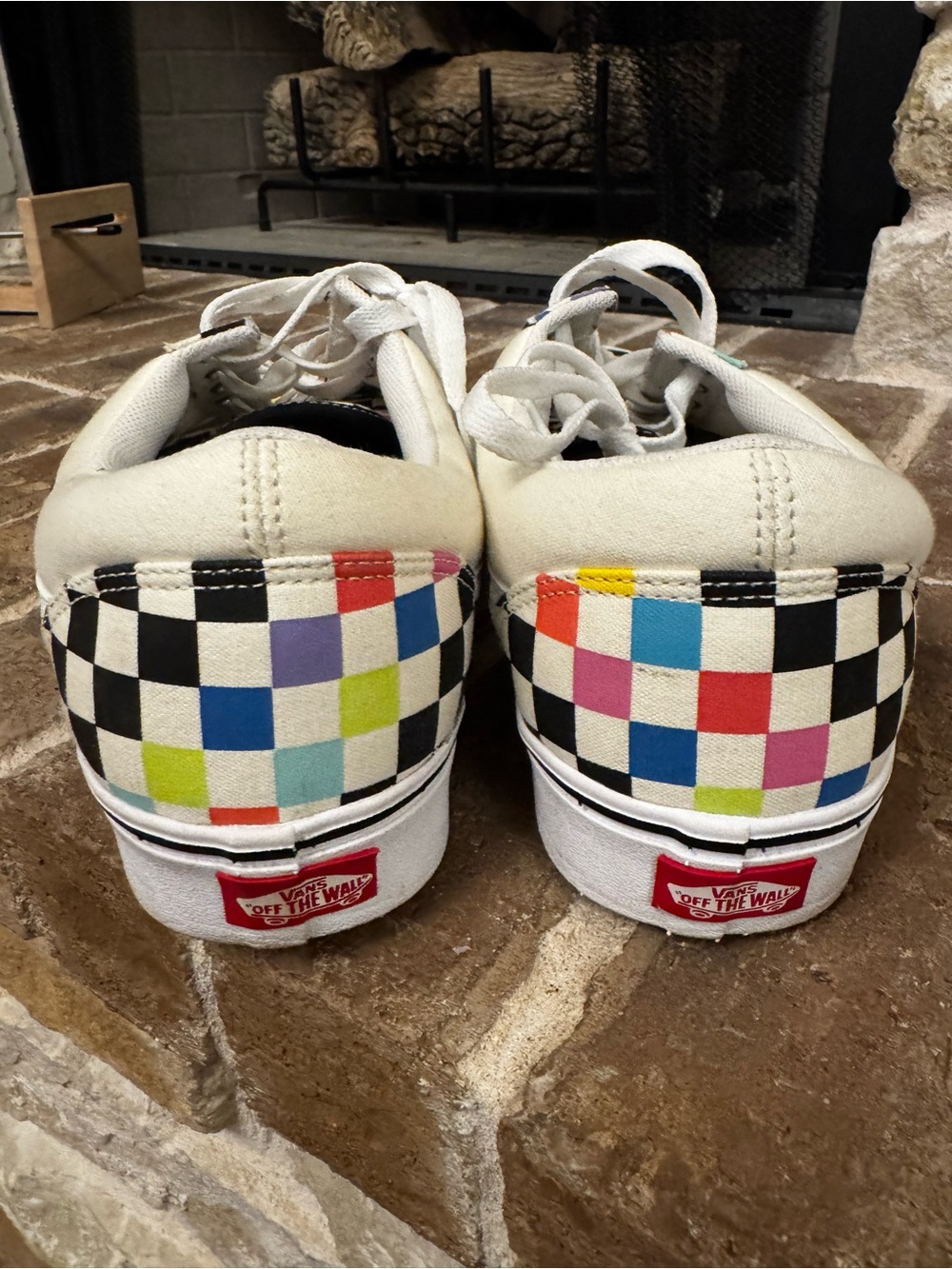 Vans MoMA Checkerboard Rainbow Old Skool Sneakers - White/Black/Multicolor - Picture 2 of 5